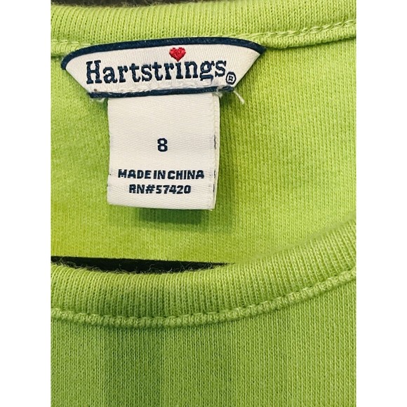 Vintage Hartstrings A Line Girls Dress Medium Size 8 Disco Retro Pink Lime Green - Picture 3 of 4
